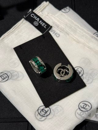 Chanel emerald and square-cut diamond earrings