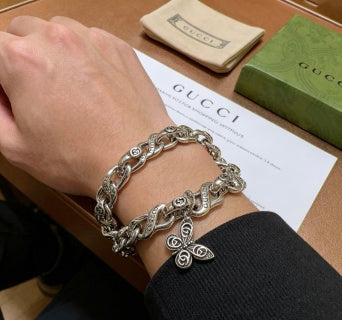 Gucci Interlocking G Butterfly Charm Chain Bracelet