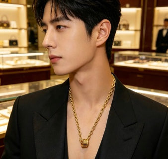 Gucci GG Oval Link Barrel Pendant Necklace