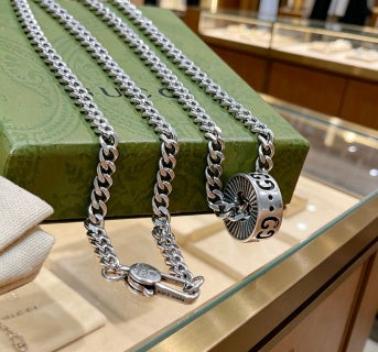 Gucci GG Monogram Orb Pendant Chain Necklace