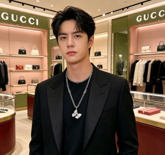 Gucci Bow Charm Interlocking G Chain Necklace