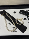 Chanel Light Gold Short Necklace with White Pearls and Full Pavé Crystals