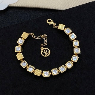 Louis Vuitton Crystal Square Link Charm Bracelet