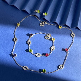 Gucci Mini Interlocking G Gemstone Chain Necklace