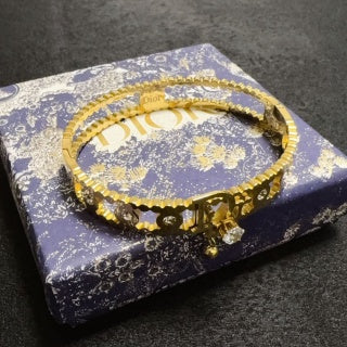 Dior CD Beaded Chain Cuff Bracelet