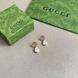 Gucci Interlocking G Crystal Teardrop Drop Earrings