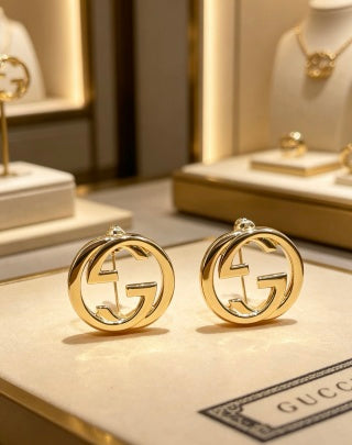Gucci Interlocking G Circular Logo Drop Stud Earrings