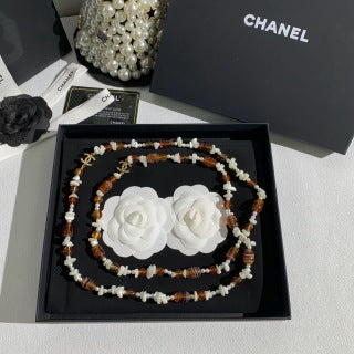 CHANEL Camellia Pearl Layered Necklace