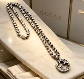 Gucci Interlocking G Medallion Bead Chain Necklace
