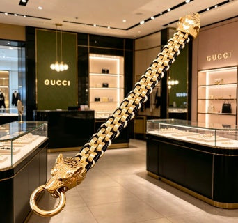 Gucci Interlocking G Lion Head Woven Chain Bracelet