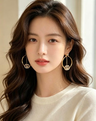 Gucci Interlocking G Crystal Circle Hoop Earrings