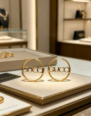 Gucci Interlocking G Hoop Logo Drop Earrings