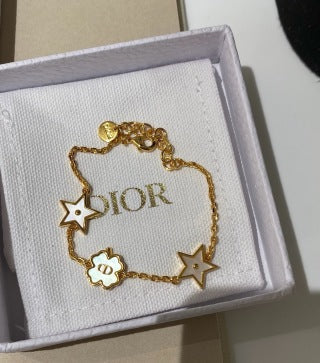 Dior Star Flower Charm Gold Chain Bracelet