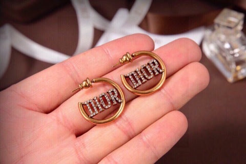 Dior J'Adior Crystal Hoop Stud Earrings
