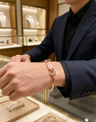 Gucci Interlocking G Link Chain Plaque Cuff Bracelet