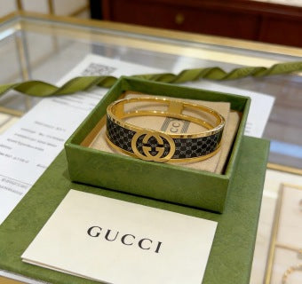 Gucci Interlocking G Monogram Canvas Wide Cuff Bracelet