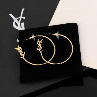 YSL Signature Circle Monogram Hoop Earrings