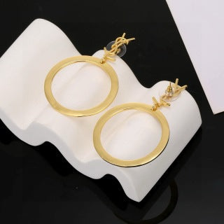 YSL Monogram Circle Hoop Drop Earrings