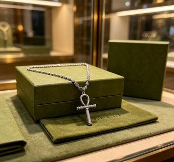 Gucci Interlocking G Cross Pendant Bead Chain Necklace
