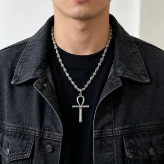 Gucci Interlocking G Cross Pendant Bead Chain Necklace