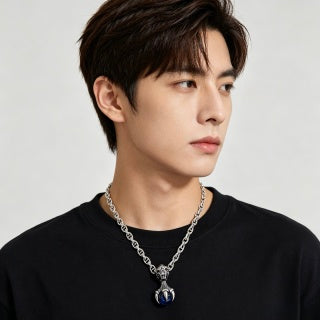Gucci Interlocking G Chain Necklace with Crystal Drop Pendant