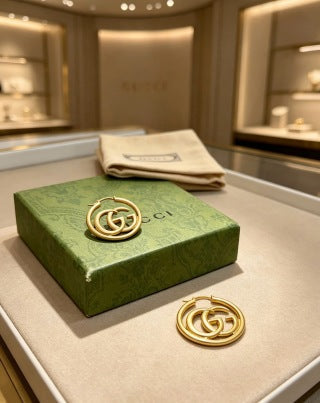 Gucci Interlocking G Circle Logo Drop Earrings