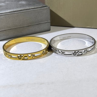 YSL Crystal Monogram Edge Cuff Bracelet