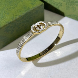 Gucci GG Pavé Oval Medallion Cuff Bracelet