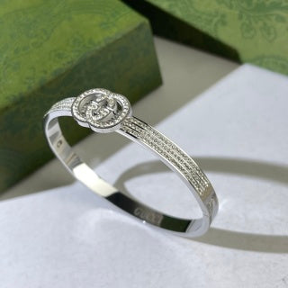 Gucci GG Pavé Oval Medallion Cuff Bracelet