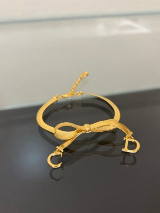 Dior Bow CD Letter Gold Chain Bracelet