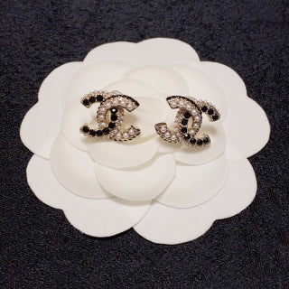 CHANEL Crystal Curve CC Stud Earrings