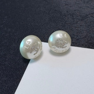 CHANEL Pearl Mist Round Stud Earrings