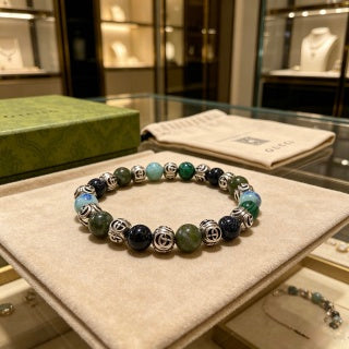 Gucci GG Beaded Stone Charm Bracelet