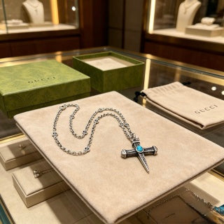 Gucci GG Cross Turquoise Pendant Necklace