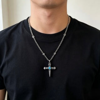 Gucci GG Cross Turquoise Pendant Necklace