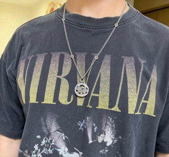 Gucci GG Medallion Engraved Long Pendant Necklace