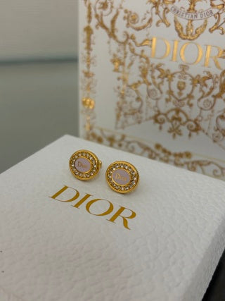 Dior Pearl Medallion Crystal Stud Earrings