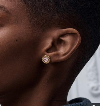 Dior Pearl Medallion Crystal Stud Earrings