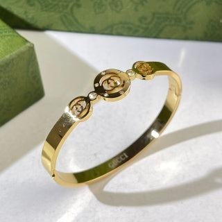 Gucci GG Medallion Crystal Link Cuff Bracelet