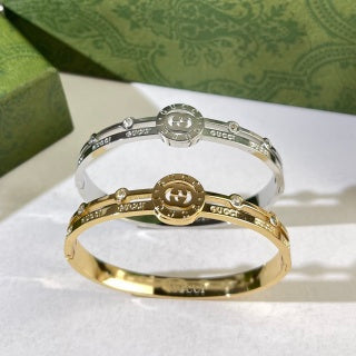 Gucci GG Medallion Crystal Detail Cuff Bracelet