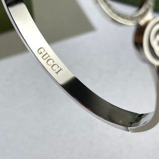 Gucci GG Enamel Logo Crystal Cuff Bracelet