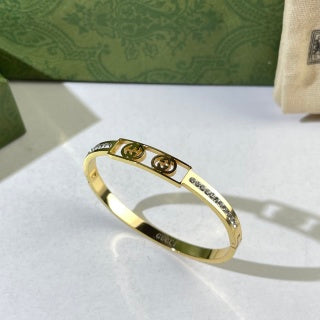 Gucci GG Crystal Double Bar Cuff Bracelet
