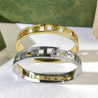 Gucci GG Openwork Crystal Cuff Bracelet
