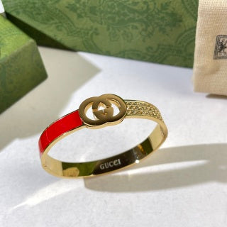 Gucci GG Enamel Stripe Crystal Cuff Bracelet