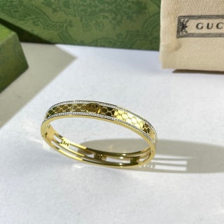 Gucci GG Engraved Pavé Line Cuff Bracelet