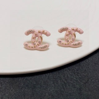 CHANEL Rosaline Crystal Logo Stud Earrings