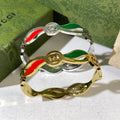 Gucci Interlocking G Web Stripe Wave Cuff Bracelet
