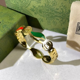 Gucci Interlocking G Web Stripe Wave Cuff Bracelet