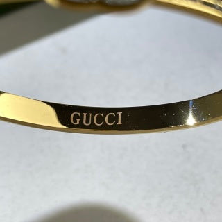 Gucci Interlocking G Crystal Halo Medallion Cuff Bracelet