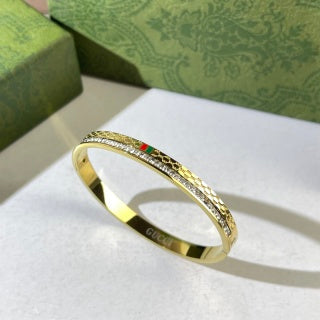 Gucci Web Stripe Pavé Edge Slim Cuff Bracelet